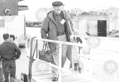 Noel McLean boarding ship at WHOI dock