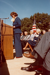 Speaker at podium during Clark dedication