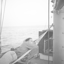 Adrian Lane in hammock on Atlantis cruise 154.