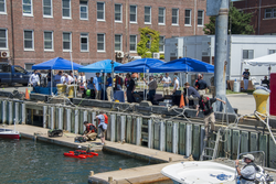 Entrepreneur's in-water demos taking place on the WHOI dock.