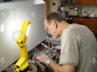 Dave Schneider working on the plasma mass spectrometer.