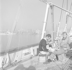 Splicing wire on the Atlantis in Barcelona.