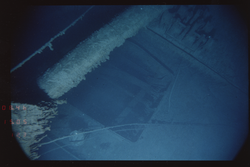 Overhead image of the Titanic wreck site, taken by the ANGUS sled cameras.