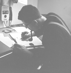 Bruce Warren working up data during Atlantis II cruise 9.