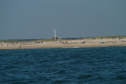 Offshore view of MVCO Meteorological Mast, located at South Beach.