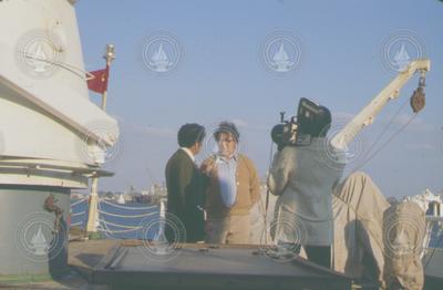 Nick Fofonoff television interview on deck of Akademik Vernadskii, unknown port