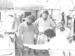 IWEX group working in lab aboard Knorr
