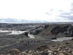 Field Trip participants take a break during a hike on the Iceland tour.