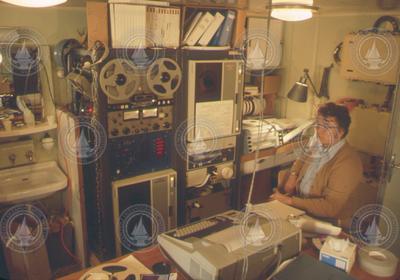 Nick Fofonoff in science lab aboard Akademik Vernadskii