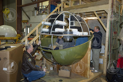 Kurt Uetz and Chris German checking out the sphere mockup.