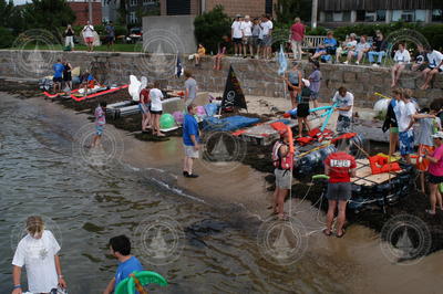 Race participants preparing their vessels