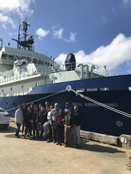2017 MIT Knight fellows on the dock with R/V Neil Armstrong.