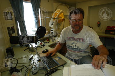 Rick Krishfield tests the Arctic Winch from his laptop.