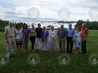 A group visit to Sara Dent's home by WHOI staff and WHOI guests.