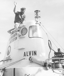 Valentine Wilson waving from atop early Alvin