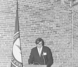 Wolfgang Berger at podium after receiving the Bigleow Medal