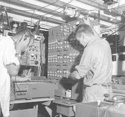 Dave Fahlquist in Bear lab, shooting.