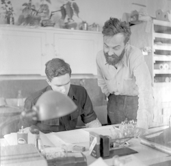 Columbus Iselin, Jr. and Fritz Fuglister in lab