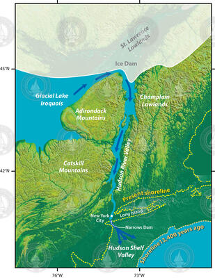 Historic ice age Hudson River Valley flood.