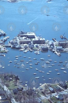 Aerial view of Woods Hole, Eel Pond