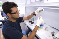 Jorge Barbosa working in the lab.