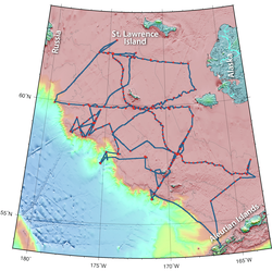 Ship track of Carin Ashjian's Healy cruise HLY0802.