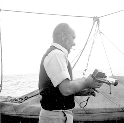 Ed Cwynar with camera aboard Bear