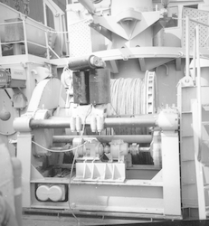 Trawl winch on fantail of Chain