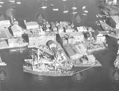 Aerial view of Chain and Atlantis II at WHOI dock