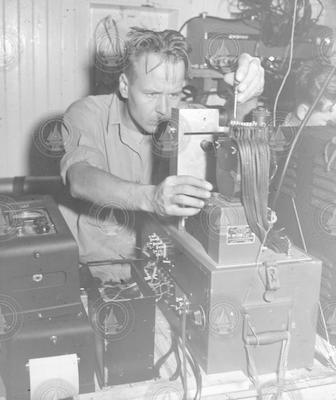Henry Johnson working on galvanometer camera in the Atlantis top lab.