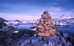 Harbor at Godthaab, Greenland; ship in view