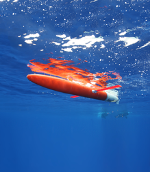 Underwater view of Spray glider at the surface.