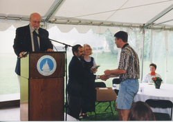 John Farrington, Bob Gagosian, Judy McDowell and graduate Stefan Hussenoeder.