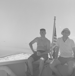 Dr. Morcos and John Cooper on Atlantis II workboat in Suez.