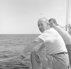 Hans Cook with unidentified person.