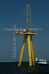 R/V Mytilus on station at the Air-Sea Interaction Tower (ASIT).