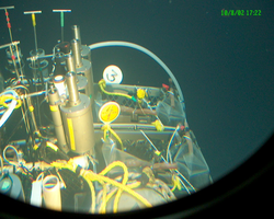 Corers and Sample label numbers in Alvin sample basket during Alvin dive 3820.