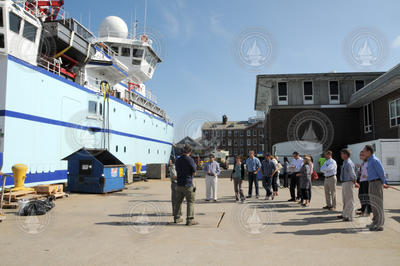 R/V Sikuliaq captain and first mate welcome the NSF tour group.