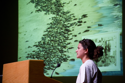 Andrea Bogomolni giving her presention on Gray seals.