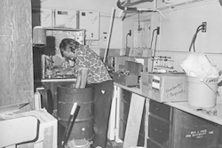 Robert Campenot working below deck of Knorr