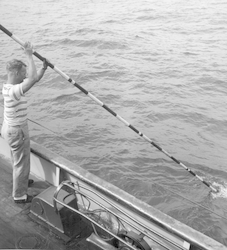 Frank Mather taking wave measurements