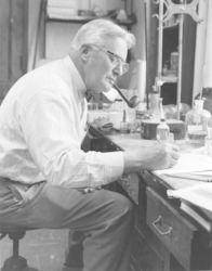 Alfred Redfield working in the laboratory