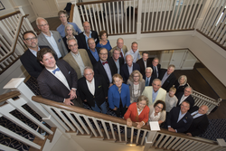 Group photo of WHOI senior administration, board-corp officers and trustees.