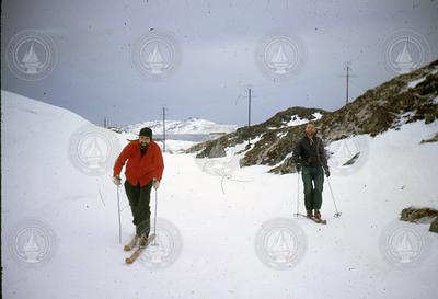Joe Barrett and Gordon Volkmann on skis