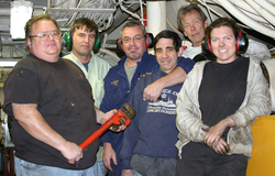 Members of the engine crew on the R/V Atlantis.