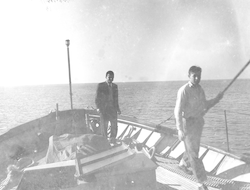 Unidentified men on the deck of Mentor