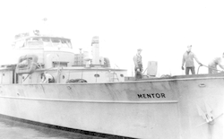 Working on deck of Mentor, as seen from another ship or dock