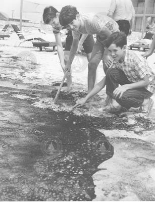 Unidentified youngsters at Silver Beach after West Falmouth oil spill