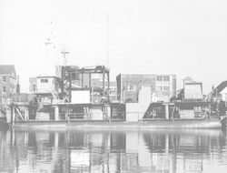 Full view of Lulu at WHOI dock, early version