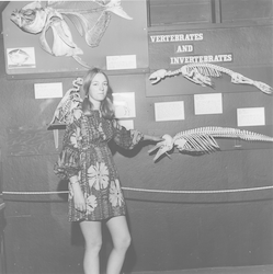 Sarah Porter with a display at the Hangar Exhibit Center.